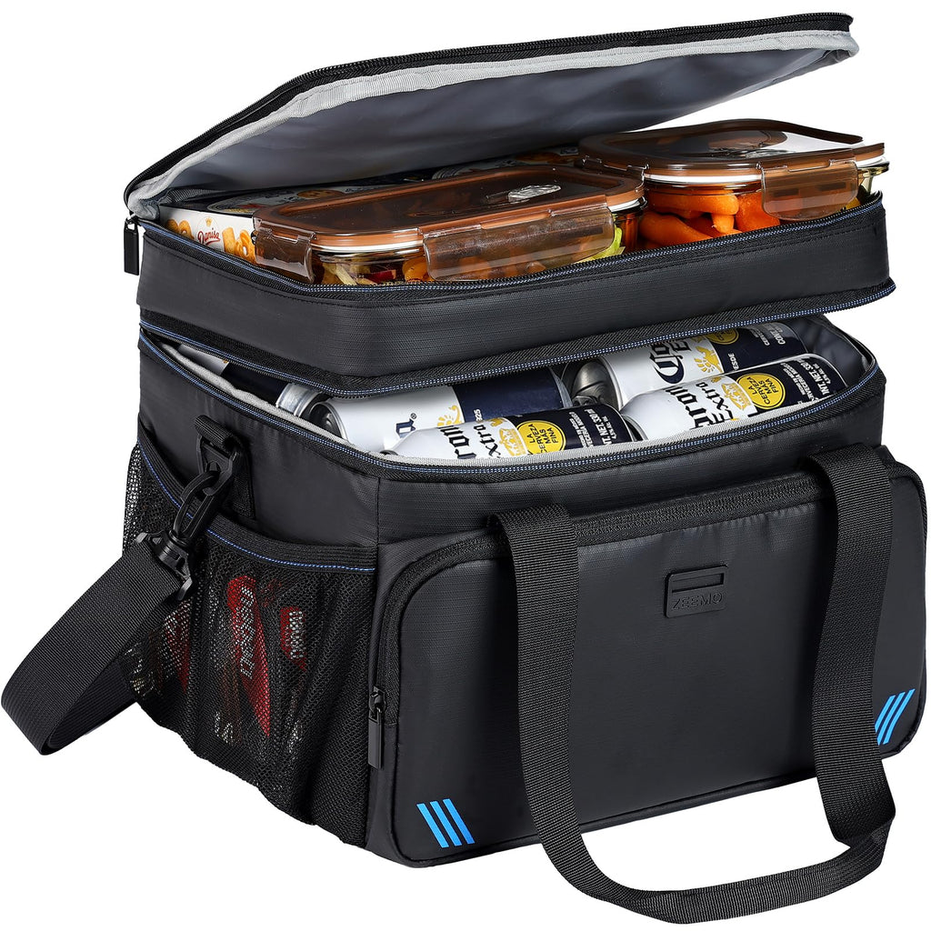 Iron Trail Supply ZEEMO Soft Cooler Bag Insulated Lunch Box 12/24 Can Ice Chest Double Leakproof Layers Waterproof and Collapsible Case for Work Outdoor Trip Black
