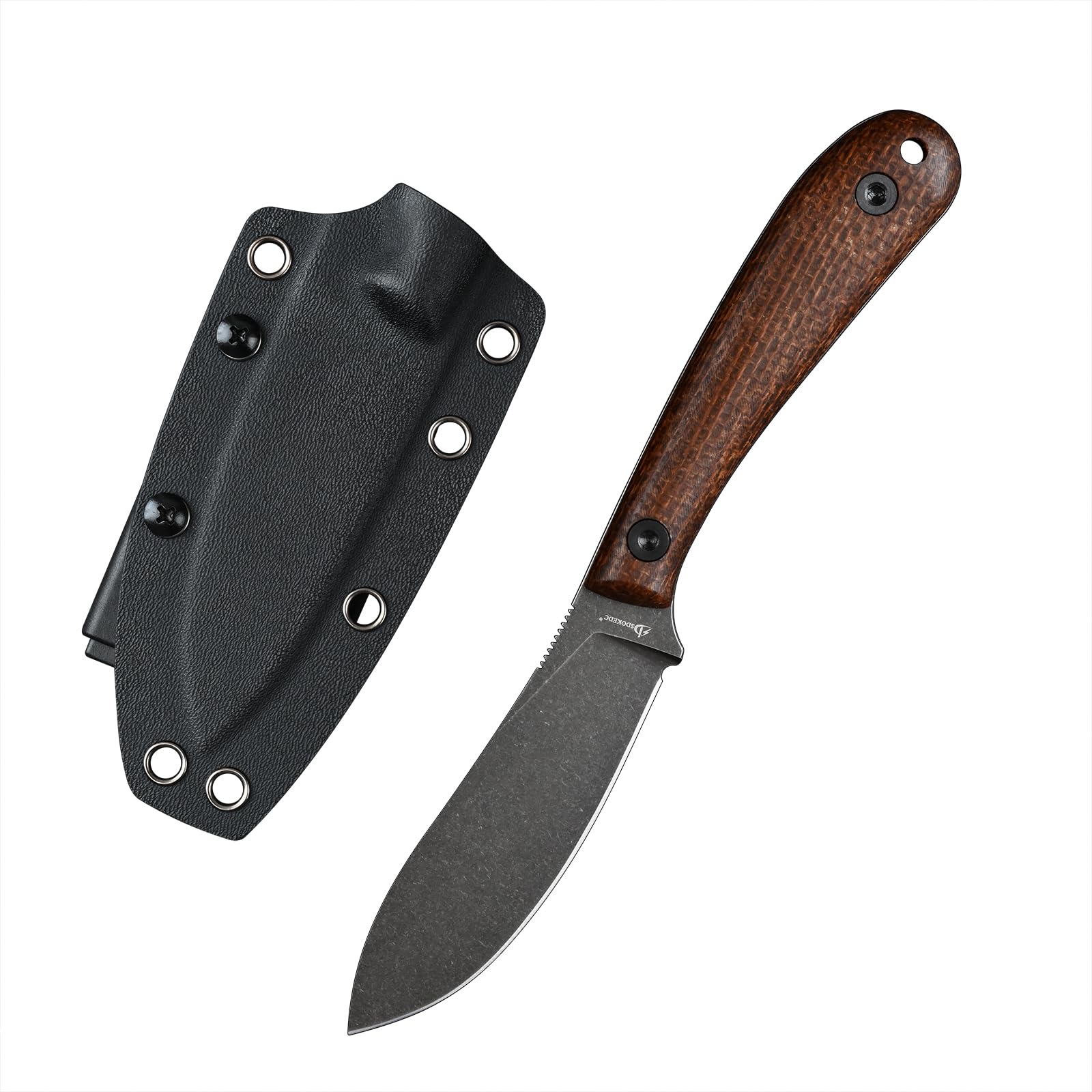 Iron Trail SDOKEDC Knives DC53 Steel Tactical Fixed Blade Knife Micarta Handle with kydex sheath for Men EDC Outdoor Camping Survival Hunting (Black+Micarta)