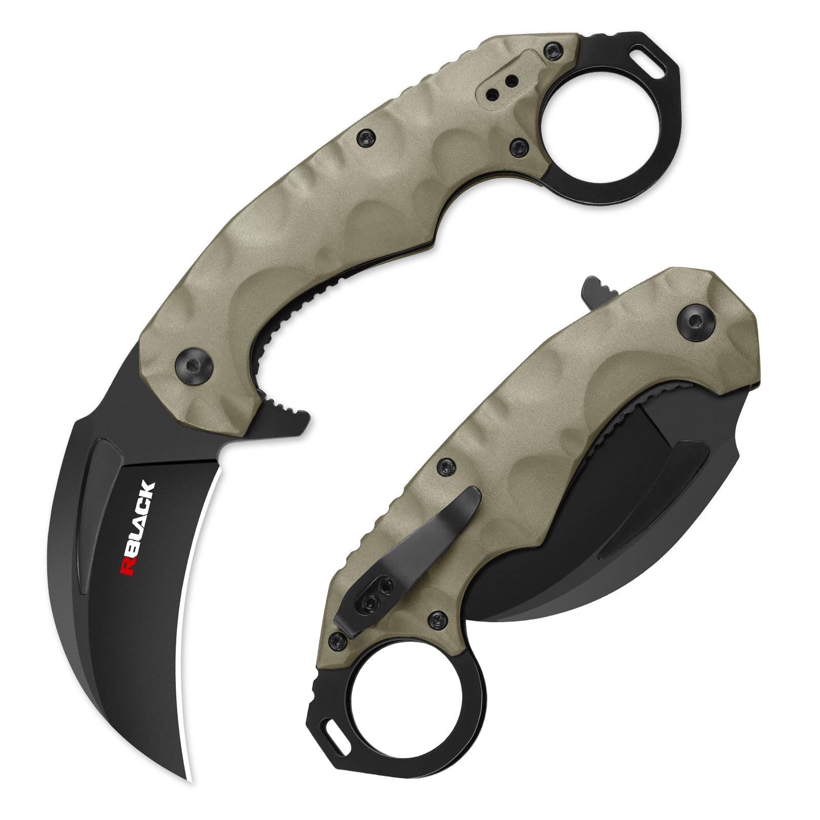 RBLACK Karambit Folding Pocket Knife for Men Aluminum Handle with Pocket Clip Knives for Tactical Hunting Camping EDC Outdoor Tool