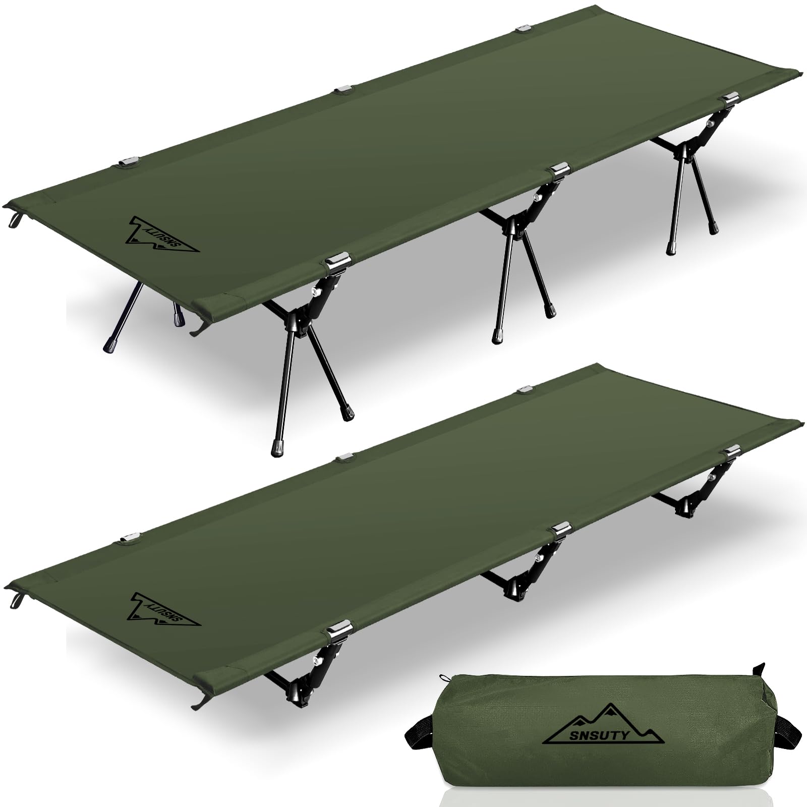 Iron Trail Supply SUSNTY Camping cots for AdultsUltralight Camping Cot with Leg ExtendersPortable Folding Camping cotBackpacking Compact Tent Cot for Outdoor Camping Hiking(Green)